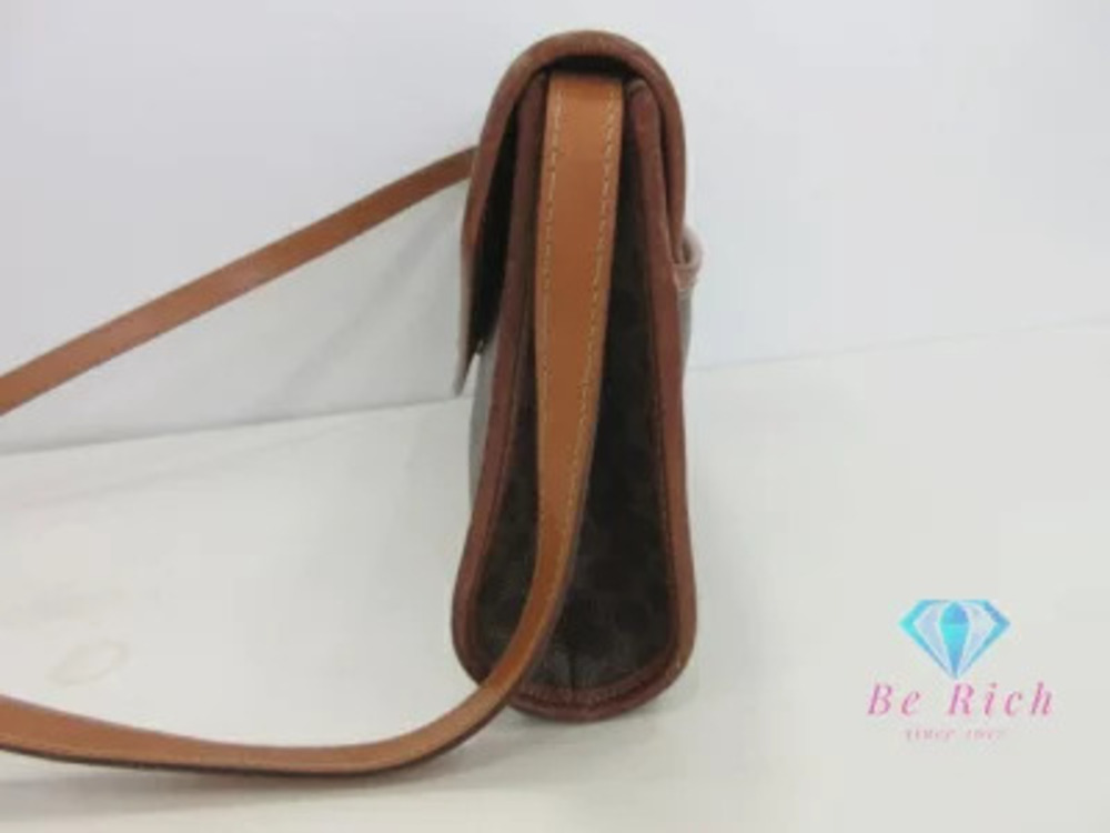 Celine Bag Macadam Shoulder Crossbody Brown Leather Brown